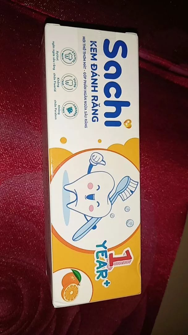 Kem đánh răng Sachi hương dâu/ đào/ cam 60g 1Y+