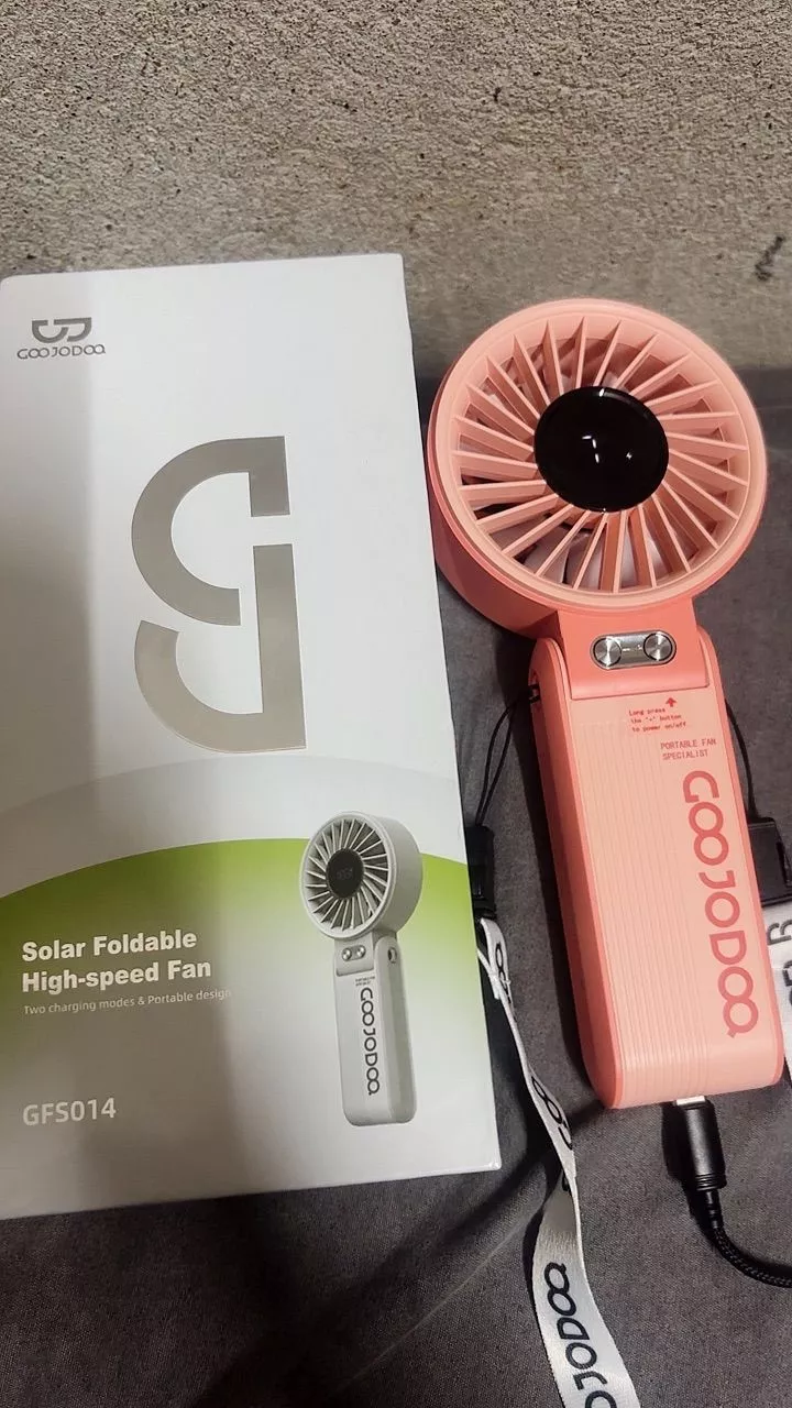 Quạt Goojodoq 4000mAh tốc độ cao Năng lượng mặt trời Quạt cầm tay Turbo100 Gear Wind có thể gập lại