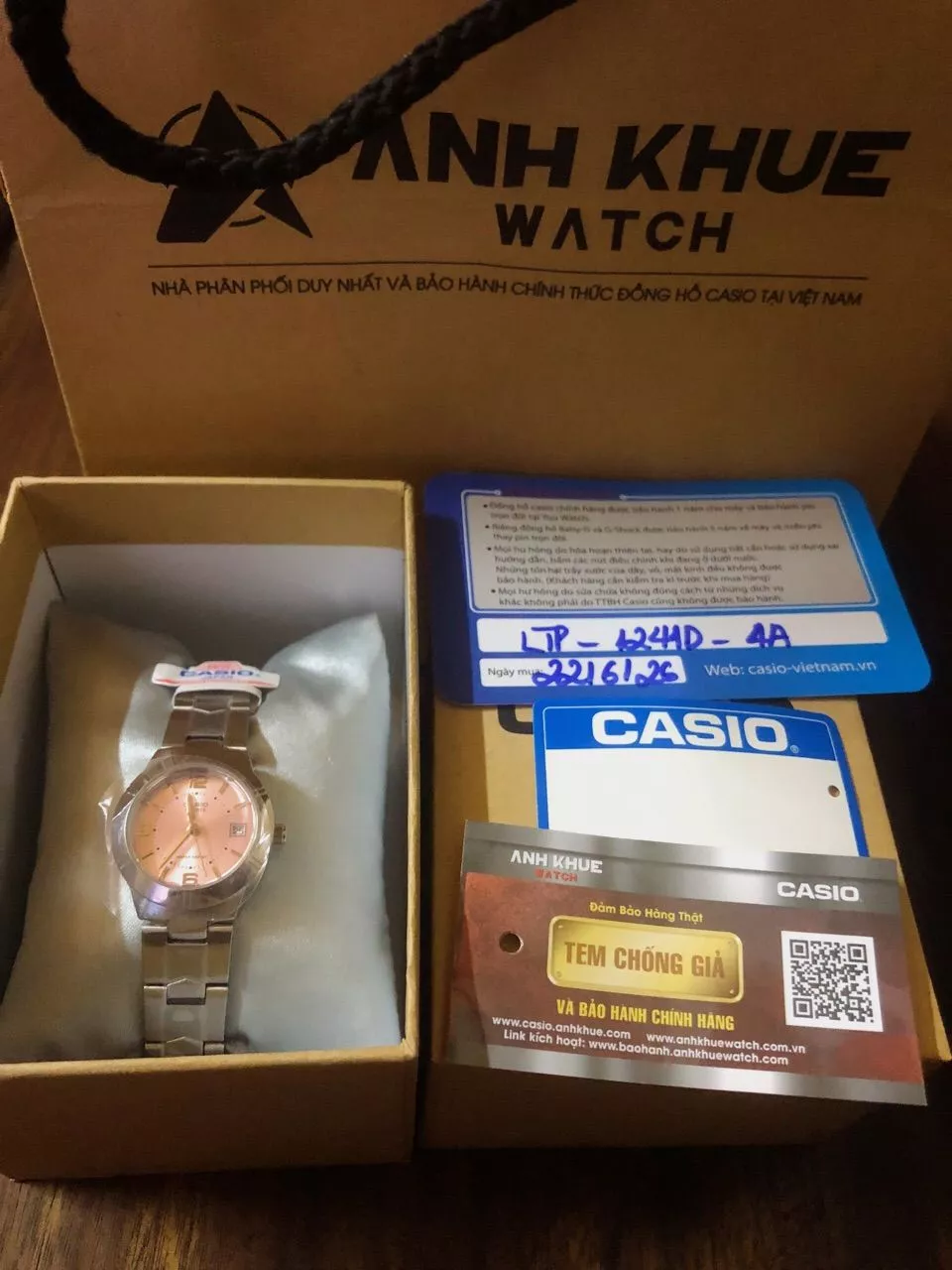 Đồng hồ nữ dây thép không ghỉ Casio LTP-1241D-4A chính hãng
