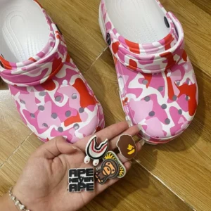 (Đặt tăng 1 size+Tặng Charm) Dép sục REDLEO nam nữ DRL-46 họa tiết Camo rằn ri 3D, dép nam nữ quai hậu đúc nguyên khối