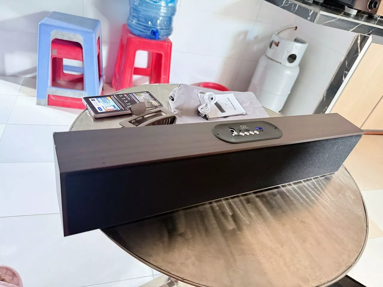 Loa Bluetooth GOOJODOQ Thiết kế bằng gỗ kích thước lớn Loa không dây PC Máy tính xách tay Âm thanh USB Chơi game Thẻ TF AUX