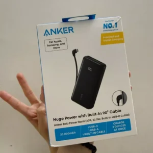 Sạc dự phòng ANKER Zolo 20kmAh 45W | 2 cổng 1C1A | Tích hợp 2cáp USB-C cho iP15/16/17/Samsung | Sạc nhanh - A1681C