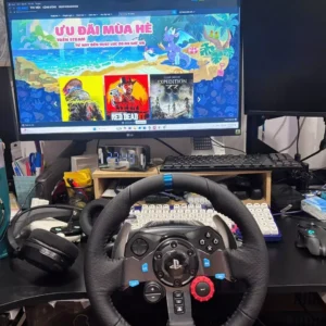 Vô lăng đua xe Logitech G29 Driving Force và bàn đạp thép không gỉ, tay lái bọc da, phù hợp PS5, PS4