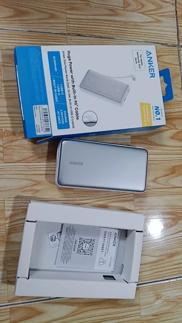Sạc dự phòng ANKER Zolo 20kmAh 45W | 2 cổng 1C1A | Tích hợp 2cáp USB-C cho iP15/16/17/Samsung | Sạc nhanh - A1681C