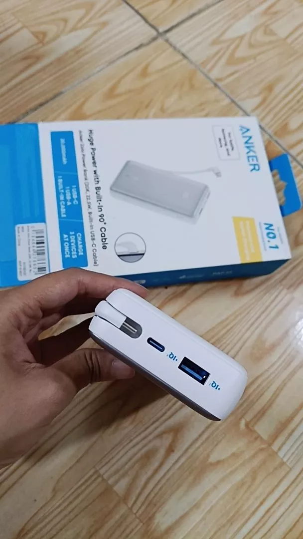 Sạc dự phòng ANKER Zolo 20kmAh 45W | 2 cổng 1C1A | Tích hợp 2cáp USB-C cho iP15/16/17/Samsung | Sạc nhanh - A1681C