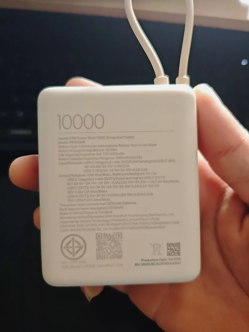 Xiaomi 33W Power Bank 10000mAh (Integrated Cable) |Công suất sạc nhanh lên đến 33W|Sạc đến 3 thiết bị cùng
