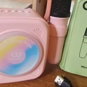 Loa Karaoke Bluetooth GOOJODOQ Tặng Kèm 2 Micro Không Dây, Đèn RGB, 5 Giọng Biến Ảo, Pin 6 Giờ