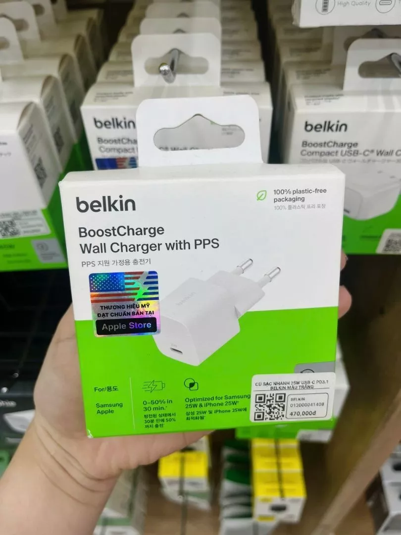 Củ Sạc Nhanh Belkin 25W USB-C PD3.1 Wall Charger - Hàng Chính Hãng