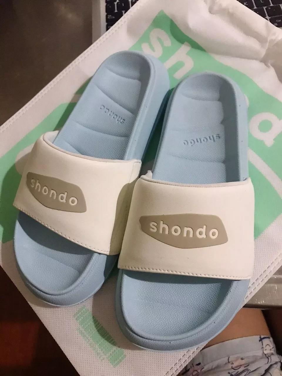 Dép Quai Ngang Nam Nữ Shondo Trendy 3 Màu Xanh Phối Quai Trắng TR33500