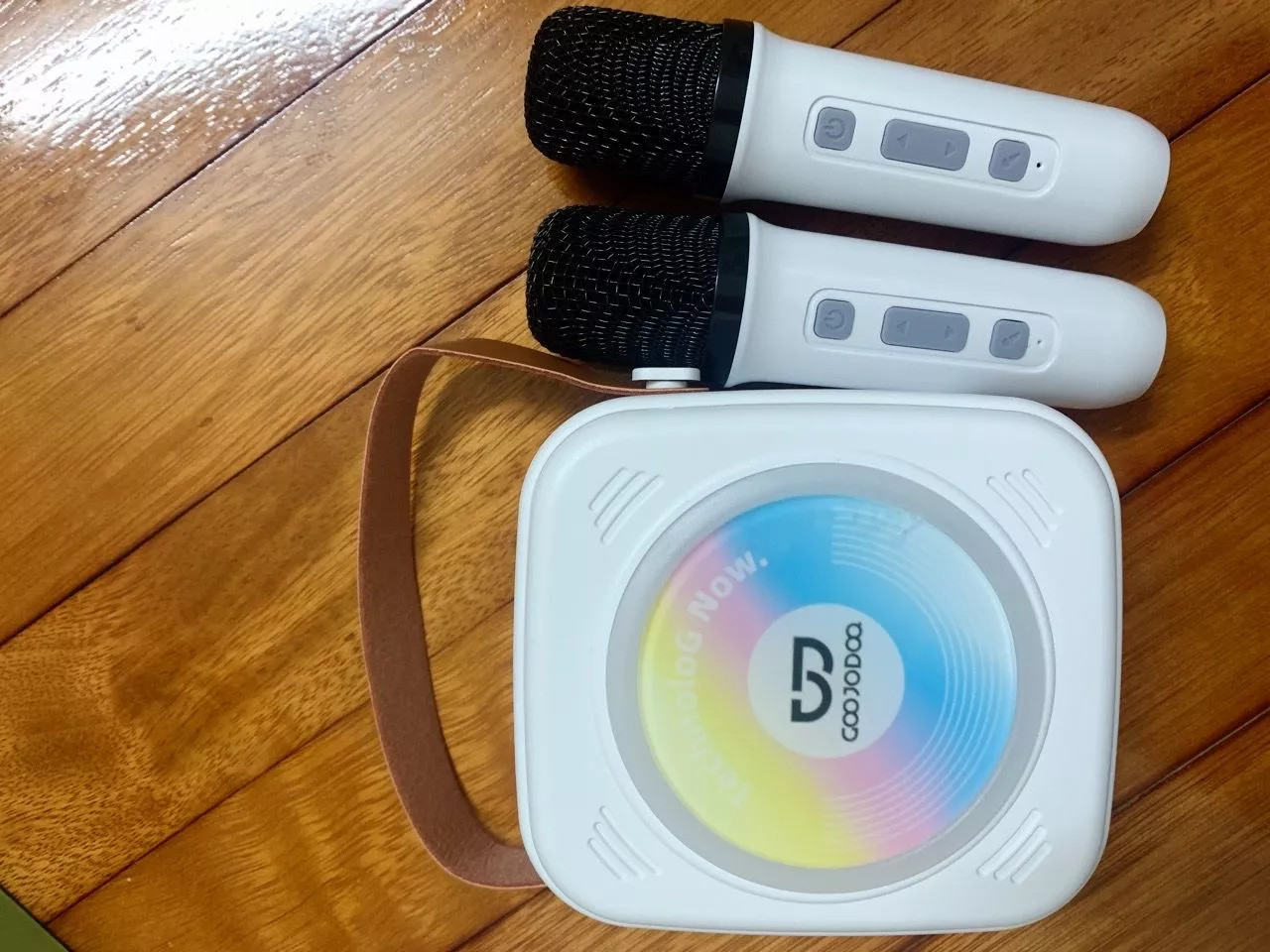 Loa Karaoke Bluetooth GOOJODOQ Tặng Kèm 2 Micro Không Dây, Đèn RGB, 5 Giọng Biến Ảo, Pin 6 Giờ