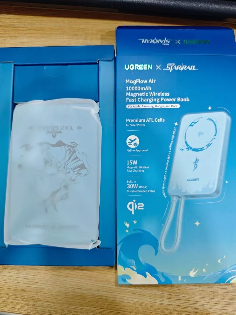 【Phiên Bản Honkai: Star Rail】UGREEN 10000mAh 15W Sạc từ tính 30W Max Power Bank Cáp tích hợp Tương thích với iPhone 17 Series