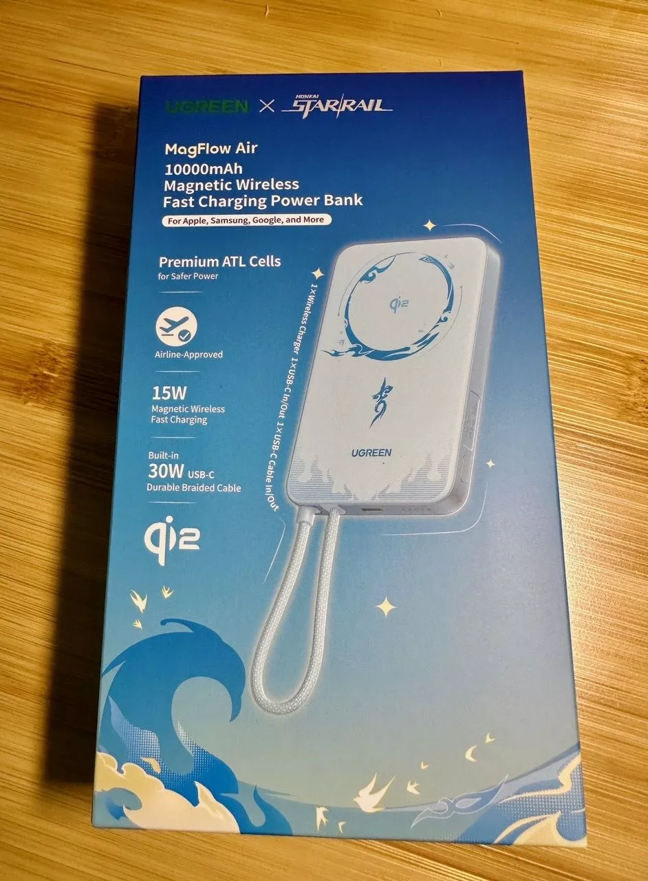 【Phiên Bản Honkai: Star Rail】UGREEN 10000mAh 15W Sạc từ tính 30W Max Power Bank Cáp tích hợp Tương thích với iPhone 17 Series