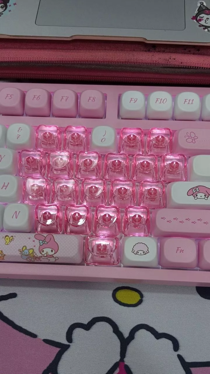 Set Keycap trái tim kiểu dáng trái tim chất liệu nhựa PBT trong suốt cực đẹp dành cho bàn phím cơ