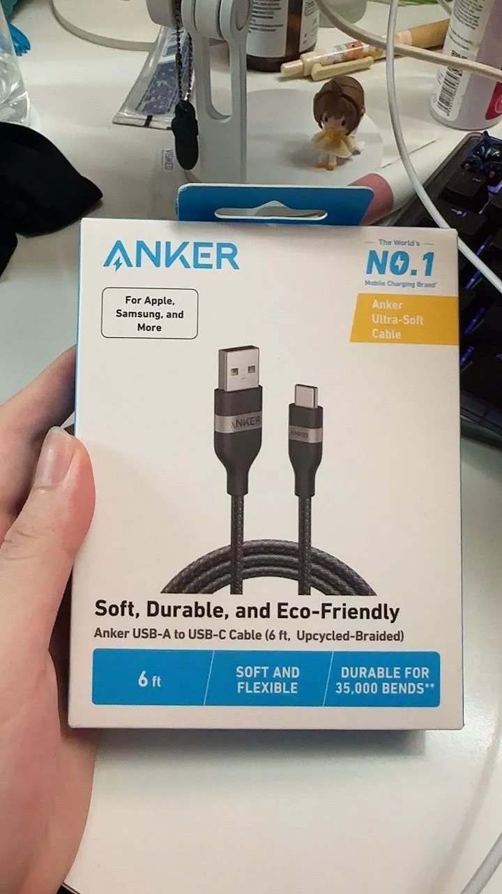 Cáp Sạc Nhanh & Truyền Dữ liệu Anker USB-A to USB-C 18W 480Mbps | Chuẩn CarPlay | Dây Bện Tái Chế | Chống Rối - A82G2