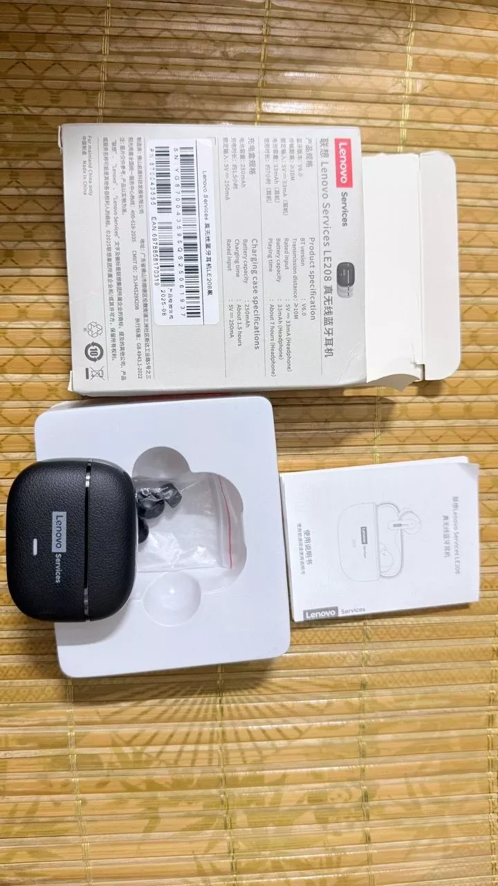 Tai nghe chơi game Lenovo LE208 AI Tai nghe Bluetooth Chất lượng âm thanh HIFI 36 giờ AI Dịch thời gian thực IPX5 Bluetooth chống nước 6.0