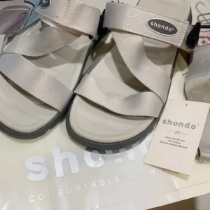 Giày Sandals Nam Nữ Shondo F6 Quai Xoay Đế Xám Phối Rêu F6S1122