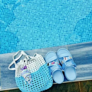 Giày Sandal Nữ Shondo FX Nhựa Đúc Kháng Nước Hạn Chế Trơn Trượt Xanh Da Trời F103030