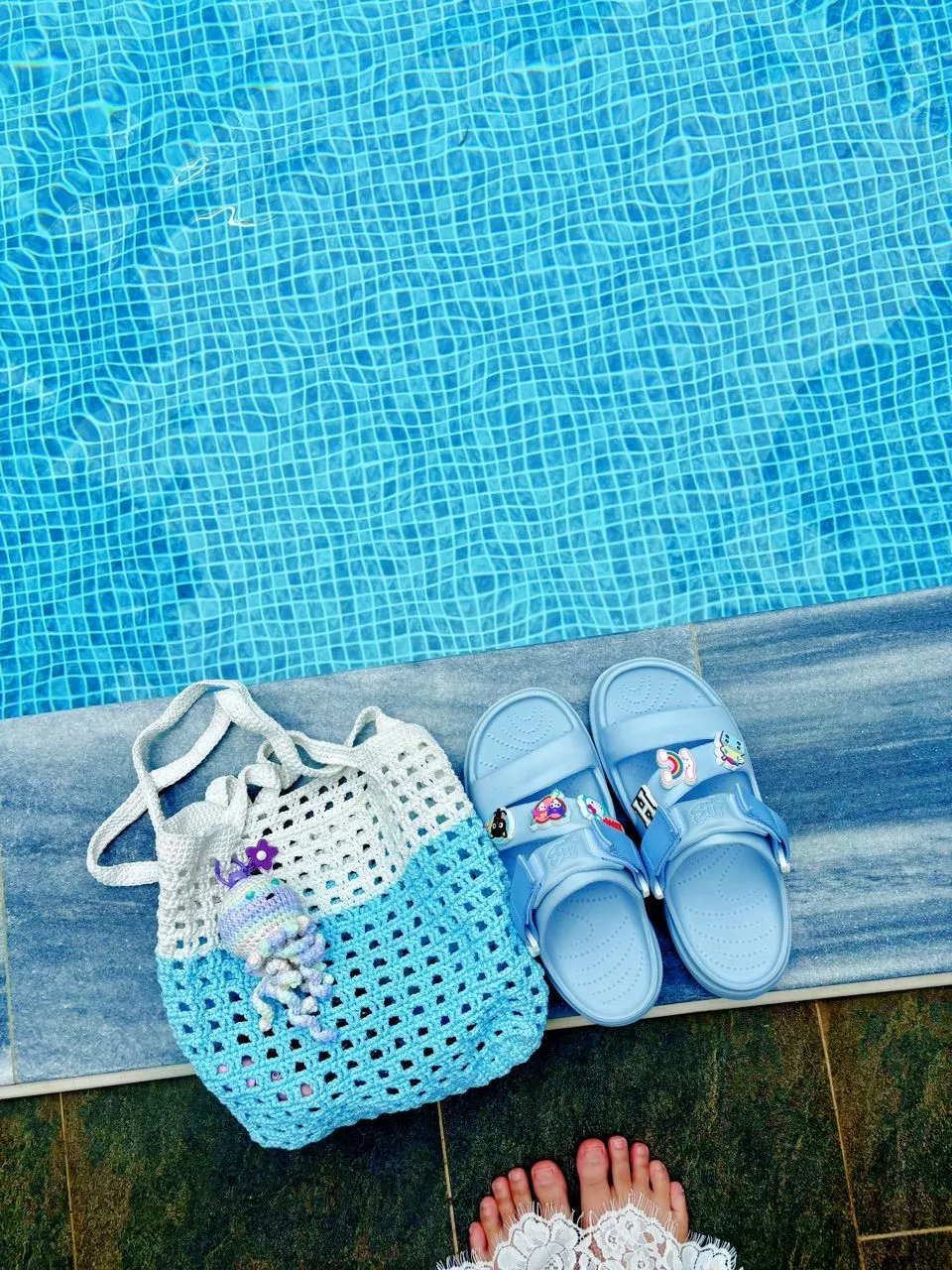 Giày Sandal Nữ Shondo FX Nhựa Đúc Kháng Nước Hạn Chế Trơn Trượt Xanh Da Trời F103030
