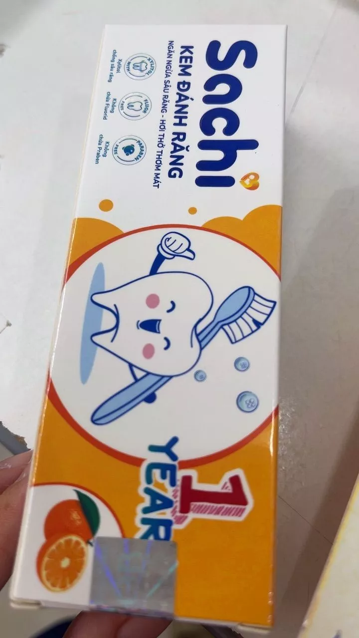 Kem đánh răng Sachi hương dâu/ đào/ cam 60g 1Y+