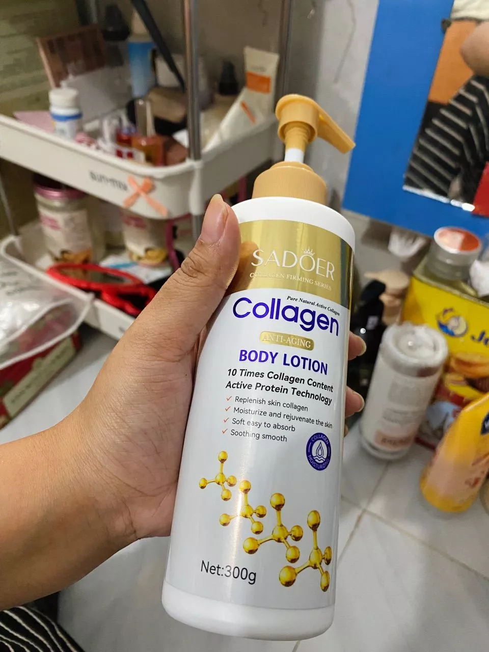 Sữa Dưỡng Thể Collagen Tinh Chất Vàng 300g Ngăn Ngừa Lão Hóa, Trắng Da Peach & Petal