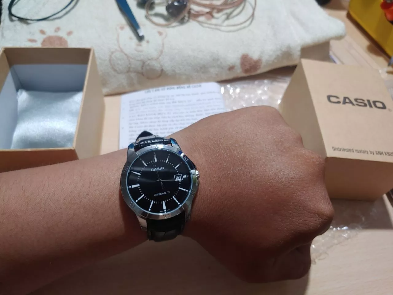 Đồng hồ nam dây da Casio chính hãng Anh Khuê MTP-V004L-1AUDF