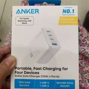 Củ sạc nhanh Anker Zolo 70W | 4 cổng (3 cổng USB-C & 1 cổng USB-A) | Chân gập gọn nhẹ | Sạc nhanh đa thiết bị - A121C