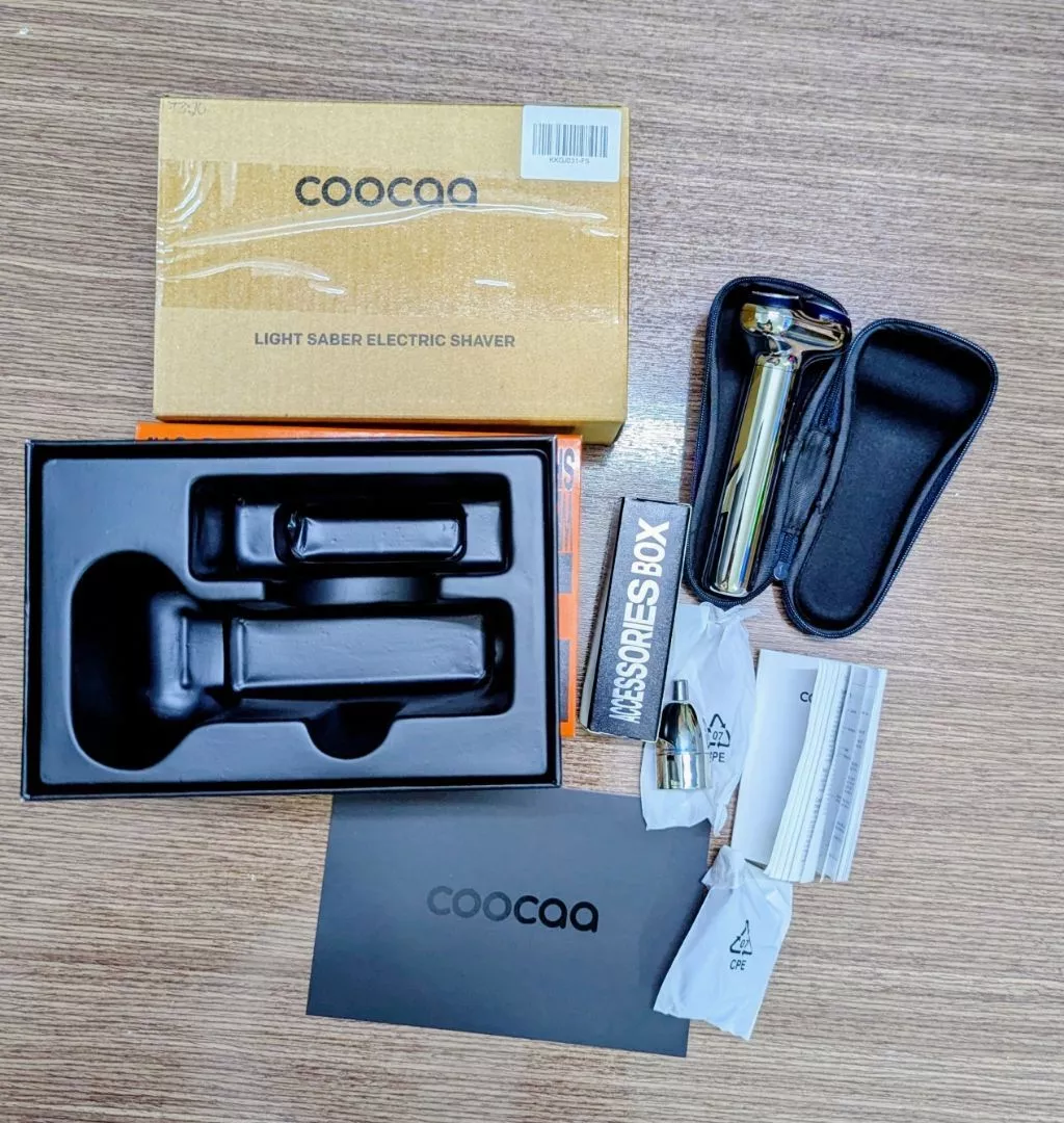Máy cạo râu coocaa Lightsaber KKGJ031-Chuyên Gia Cạo Râu, Thiết Kế Turbo Với Bộ Cắt Phẳng, Mạ Kim Loại, Chống Nước IPX7