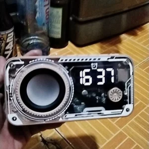 GOOJODOQ Loa Bluetooth không dây Thiết kế gió cơ khí Hiển thị thời gian chính xác Bluetooth 5.3LED RGB chiếu sáng