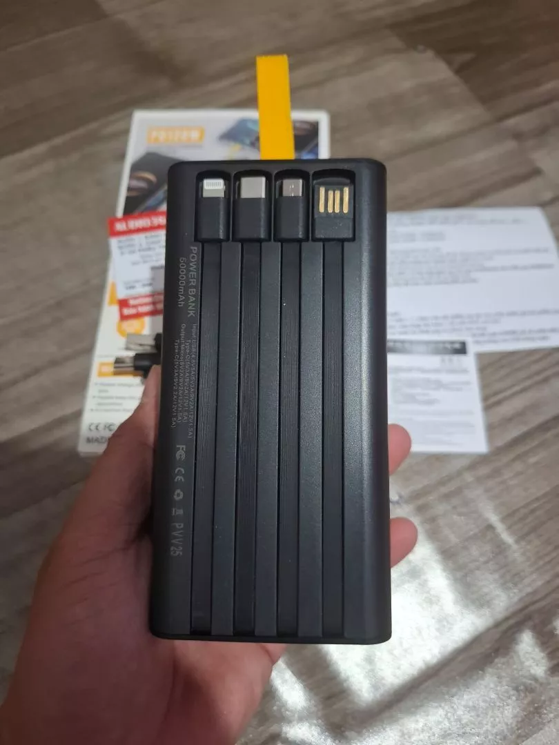 Bộ sạc điện thoại 50.000mAh, sạc nhanh PD,120W, kèm 4 cáp sạc, tích hợp đèn led, BH 6 tháng - AUDIO365
