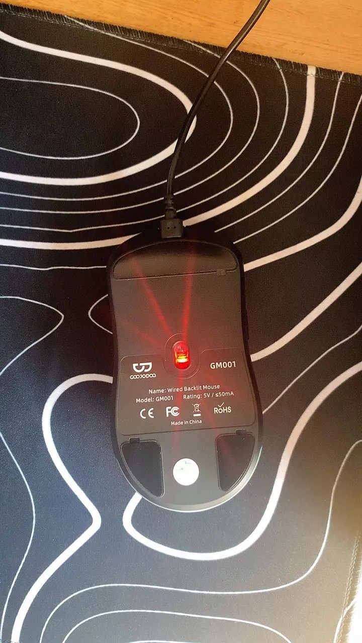 Chuột GOOJODOQ nhẹ, chế độ kép, có thể sạc lại, 4 mức DPI, điều chỉnh được,6 nút điều khiển, đèn RGB