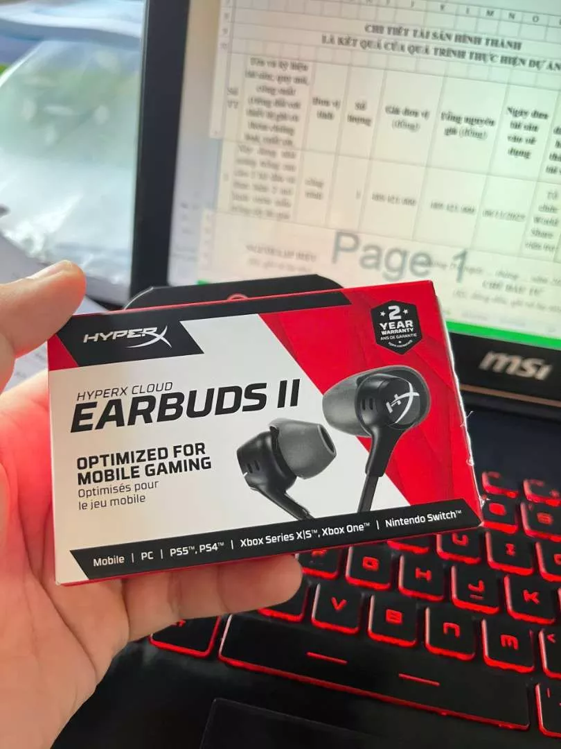 Tai Nghe Inear HyperX Cloud Earbuds 2 II Red Chuyên Game FPS, Micro tích hợp, BH 24 tháng