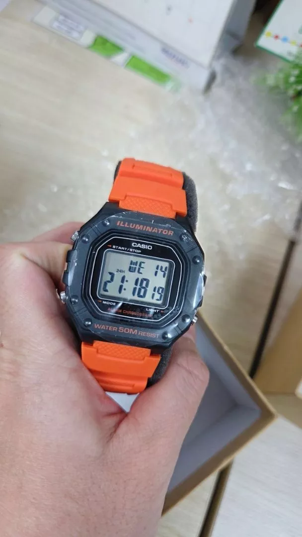 Đồng Hồ Điện Tử Unisex Series W-218 Trẻ Trung Năng Động Mặt Kính Nhựa Vuông 43.2mm Chống Nước Chính Hãng Casio