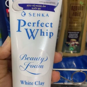 Sữa rửa mặt Senka Perfect White Clay 120g tẩy tế bào chết dưỡng trắng sáng ẩm mịn đều màu da