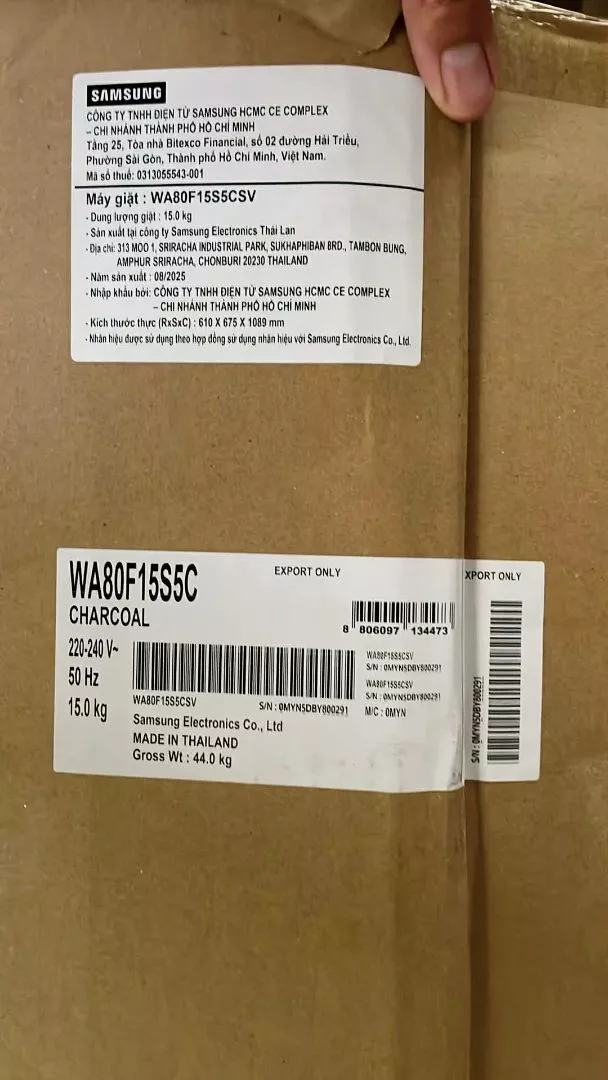 Máy Giặt Samsung Bespoke AI Cửa Trên 15 kg WA80F15S5CSV - AI Wash cảm biến bảo vệ vải, màu Xám