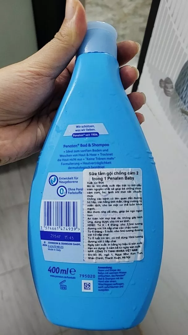 Sữa tắm gội chống cảm cúm Penaten Đức 2in1 giúp giảm ho cảm cúm cho bé 400ml