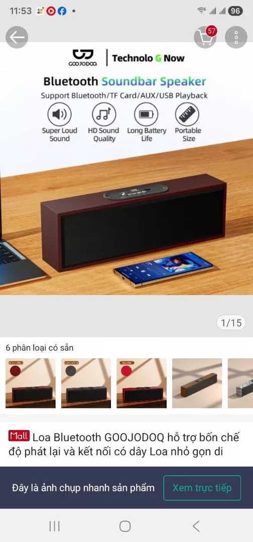Loa Bluetooth GOOJODOQ hỗ trợ bốn chế độ phát lại và kết nối có dây Loa nhỏ gọn di động vân gỗ đẹp