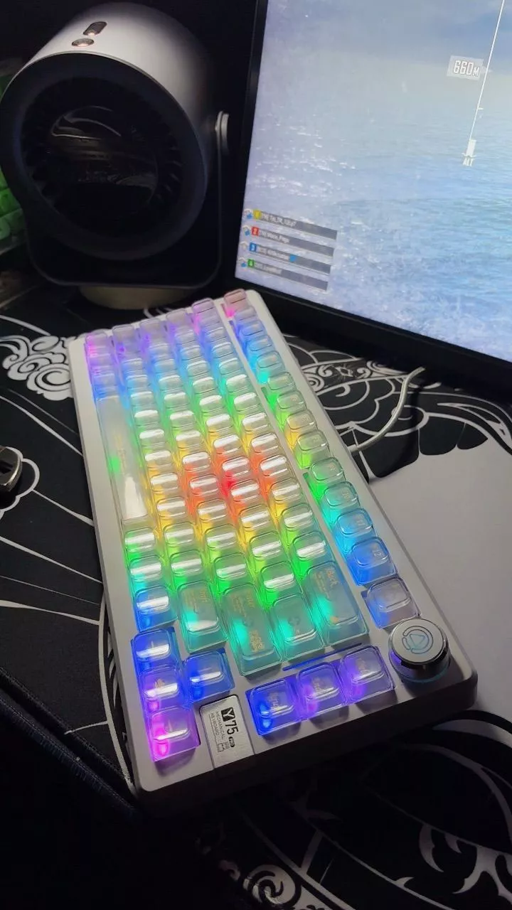 Case bàn phím cơ không dây khung YINDIAO Y75 - Led RGB - 3 mode kết nối - Hotswapable - APP - Mạch xuôi - Núm xoay