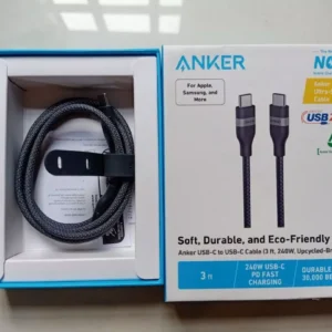 [iPhone 15-17, Android] Cáp sạc nhanh Anker 240W dây bện Nylon USB-C to USB-C dài 0.9m- A82E2