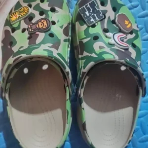 (Đặt tăng 1 size+Tặng Charm) Dép sục REDLEO nam nữ DRL-46 họa tiết Camo rằn ri 3D, dép nam nữ quai hậu đúc nguyên khối