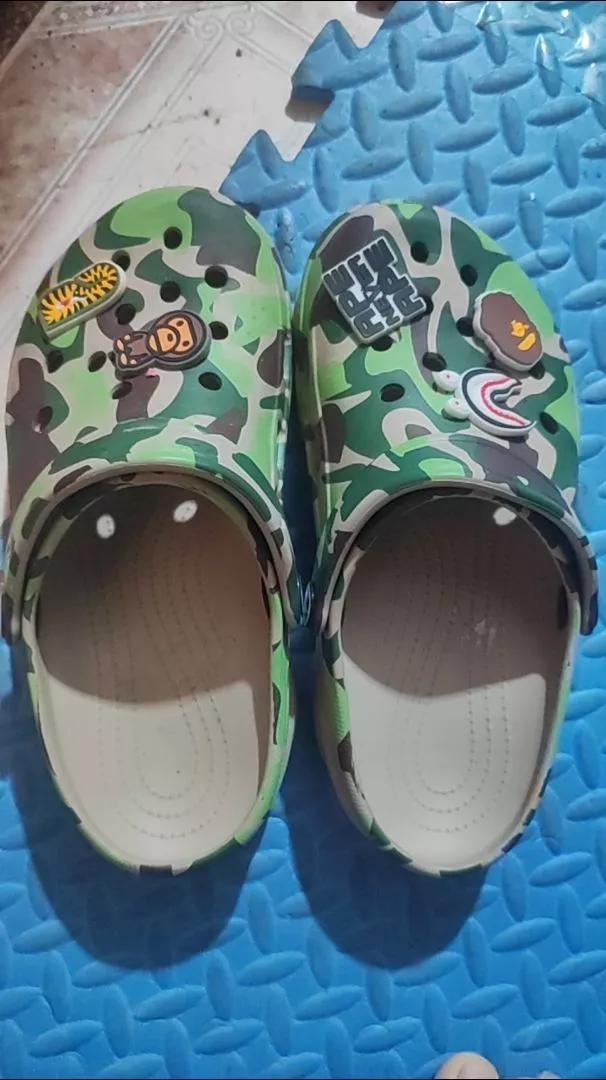 (Đặt tăng 1 size+Tặng Charm) Dép sục REDLEO nam nữ DRL-46 họa tiết Camo rằn ri 3D, dép nam nữ quai hậu đúc nguyên khối