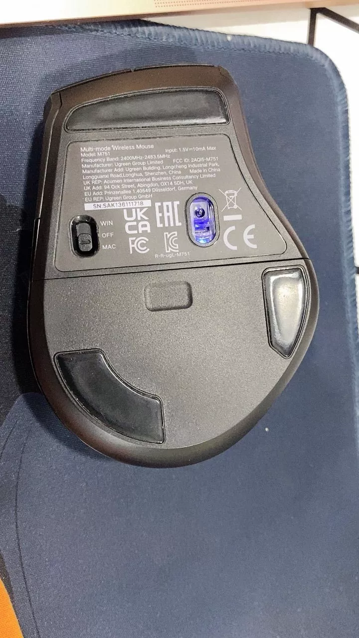 Chuột không dây cuộn siêu nhanh Ugrene Bluetooth 5.4/5.0 2.4G Công thái học 5000DPI cho máy tính bảng MacBook Máy tính xách tay