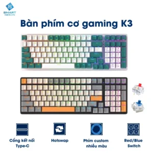 Bàn phím cơ Gaming K3 red switch LED 10 chế độ Hot-swap dành cho Laptop , PC , Macbook