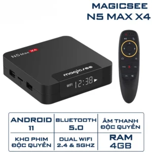Android tivi box Magicsee N5 max X4 - Chip S905X4 , Android 11 , Ram 4GB , bộ nhớ 32GB , phiên bản 2022