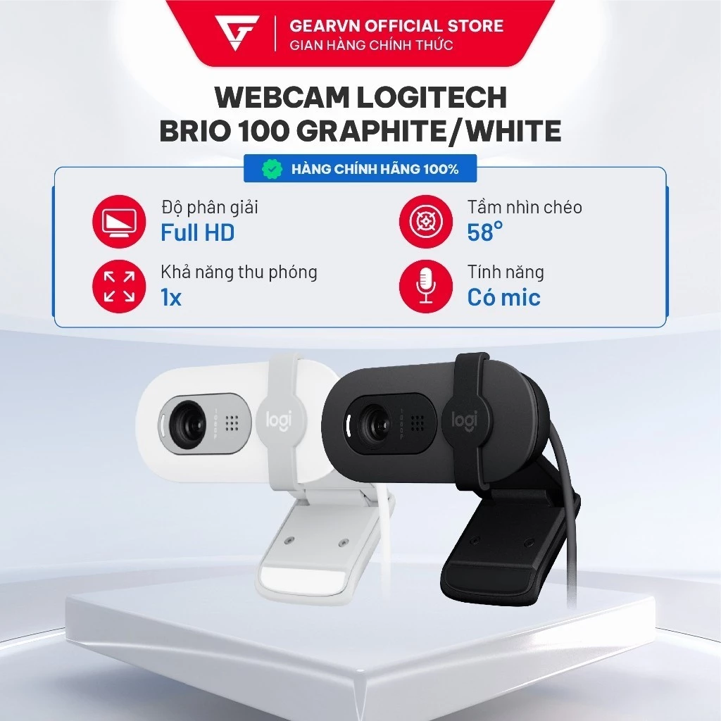 Webcam Logitech Brio 100 Graphite/ White