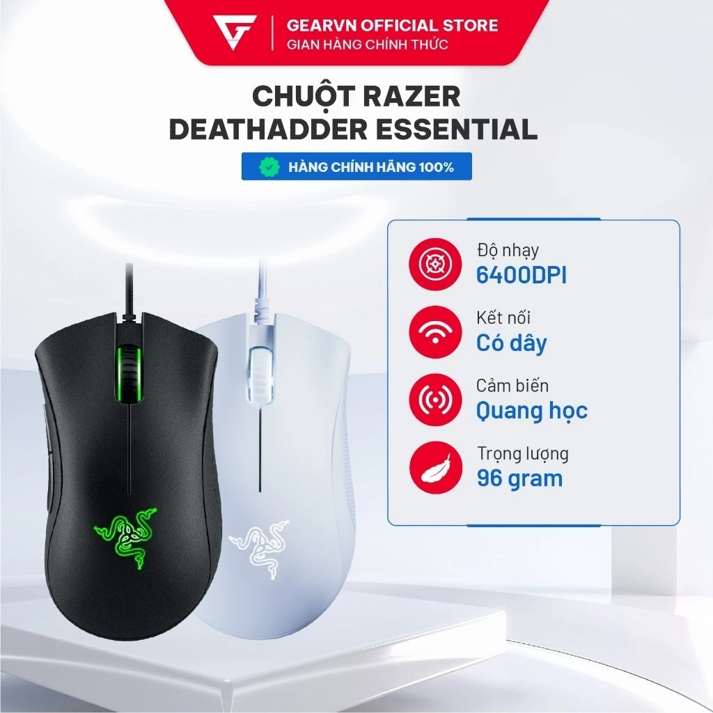Chuột Gaming có dây Razer Deathadder Essential, Thiết kế chắc chắn, Có App tùy chỉnh, BH 24 tháng