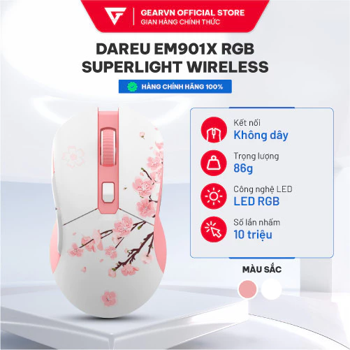 Chuột Không Dây DAREU EM901X (RGB/6000DPI/6 Nút/ Wireless 2.4 GHz) Chính Hãng Giá Rẻ