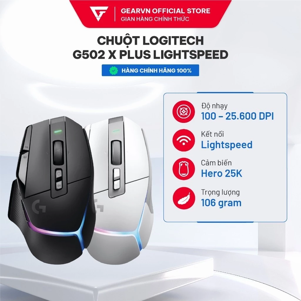 Chuột Logitech G502 X Plus LightSpeed Led RGB Hero 25K BH 24 tháng