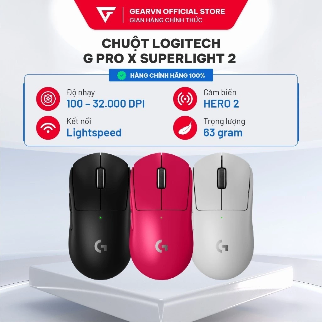 Chuột LOGITECH G Pro X Superlight 2 Lightspeed Switch LightForce 60g 8000hz Polling Rate BH 24 tháng