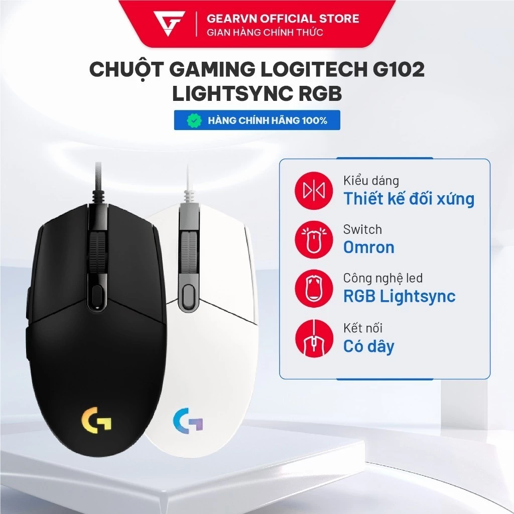 Chuột Gaming LOGITECH G102 Gen 2 LightSync RGB - Tuỳ Chỉnh G HUB - BH 24 tháng