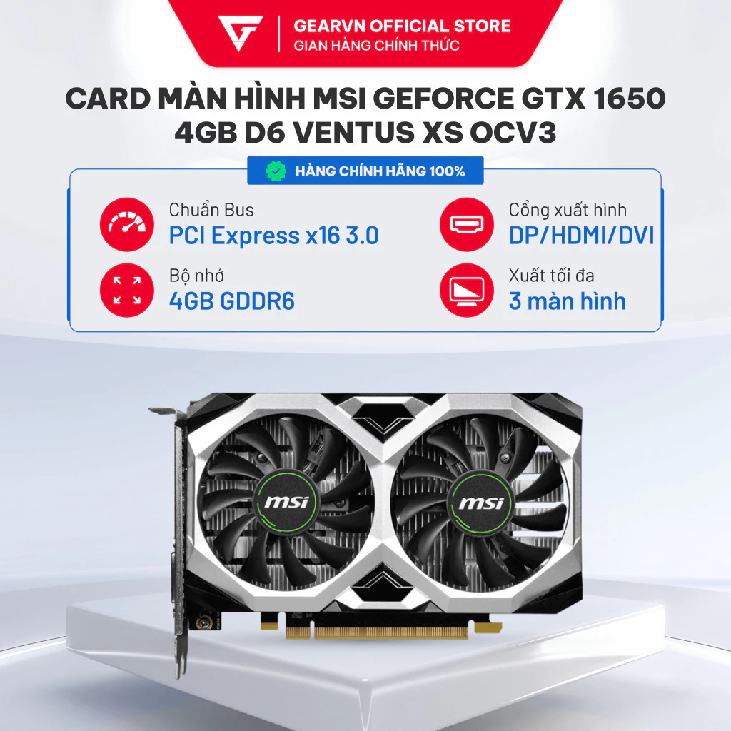 Card màn hình MSI GeForce GTX 1650 4GB D6 VENTUS XS OCV3